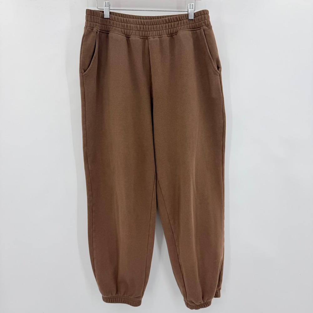 American Eagle Jogger Sweatpants Women Large Brown Fleece Lined Relaxed Fit